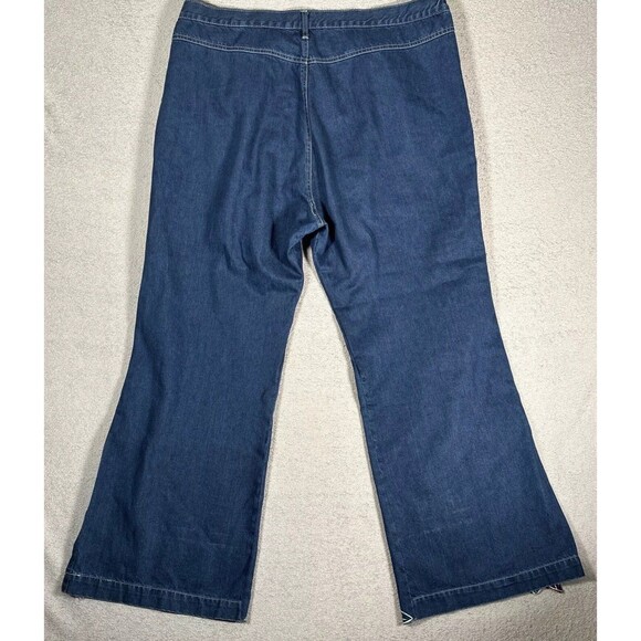 Cindy Ambuehl Women Plus Size 3X Blue Jeans Wide Leg Flare Slit Ankle Floral Y2K - Picture 10 of 12